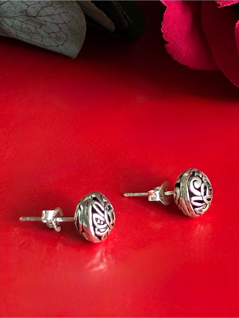 Sterling Silver Filigree Ball Stud Earrings - Silver